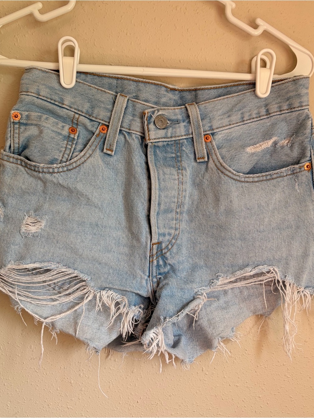 Levi’s 501 Light Blue Distressed Denim Women's Shorts
